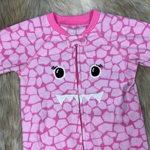 2T The Children’s Place Long Sleeve Pink Monster Footed Pajamas